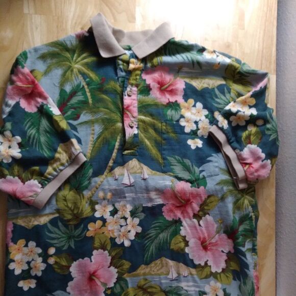 Vintage Kole Kole Hawaiian Floral Polo Shirt - Picture 1 of 7